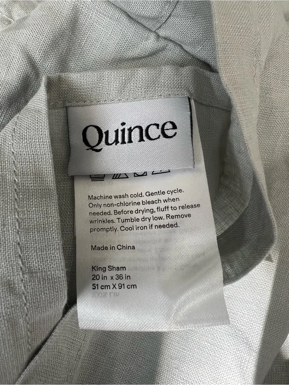 Quince- European Linen Double Flange Sham Set King - light gray